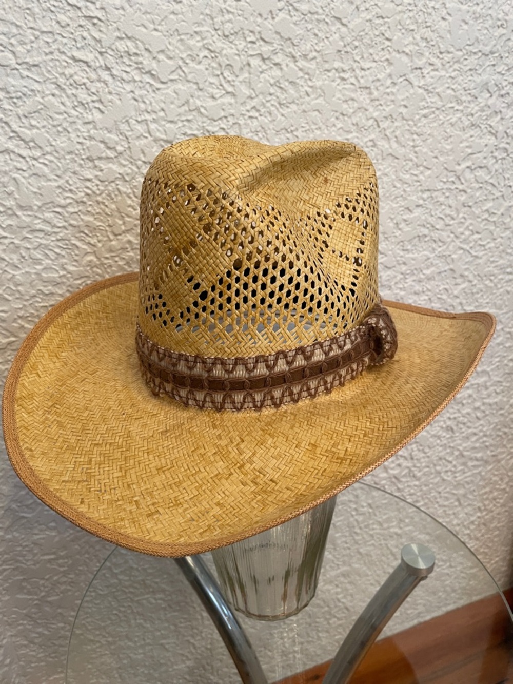SMITHBILT Straw Natural Tan Moulded Cowboy Hat w Braided Band Festival Western